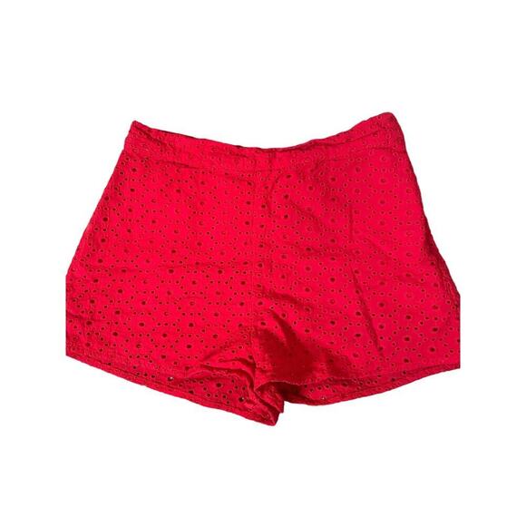 Forever 21 red shorts eyelet patterned zip up SZ SM high waisted lightweight - Picture 2 of 6
